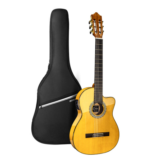 Wishmade  Flamenco Guitar - 39 Inch Electric Classical  Nylon String Guitar for Beginner Adults with Gig Bag