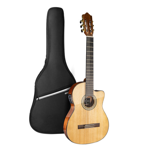 Wishmade  Thin Body  Acoustic-Electric Guitar,  - 39 Inch  Nylon String Guitar for Beginner Adults -Natural