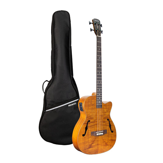 WISHMADE  Electric travel bass guitars  with F-Holes|   Acoustic Bass Guitar  for bandsman |  Flamed Maple Top With Gig Bag
