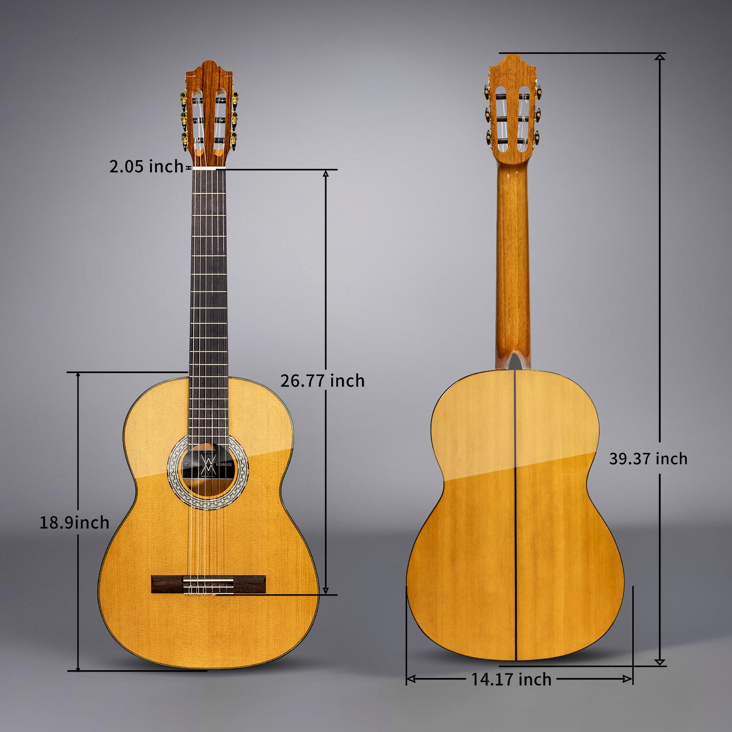 Wishmade GLF-240 Flamenco Guitar - 39 Inch Classical Acoustic Nylon String Guitar for Beginner Adults with Gig Bag