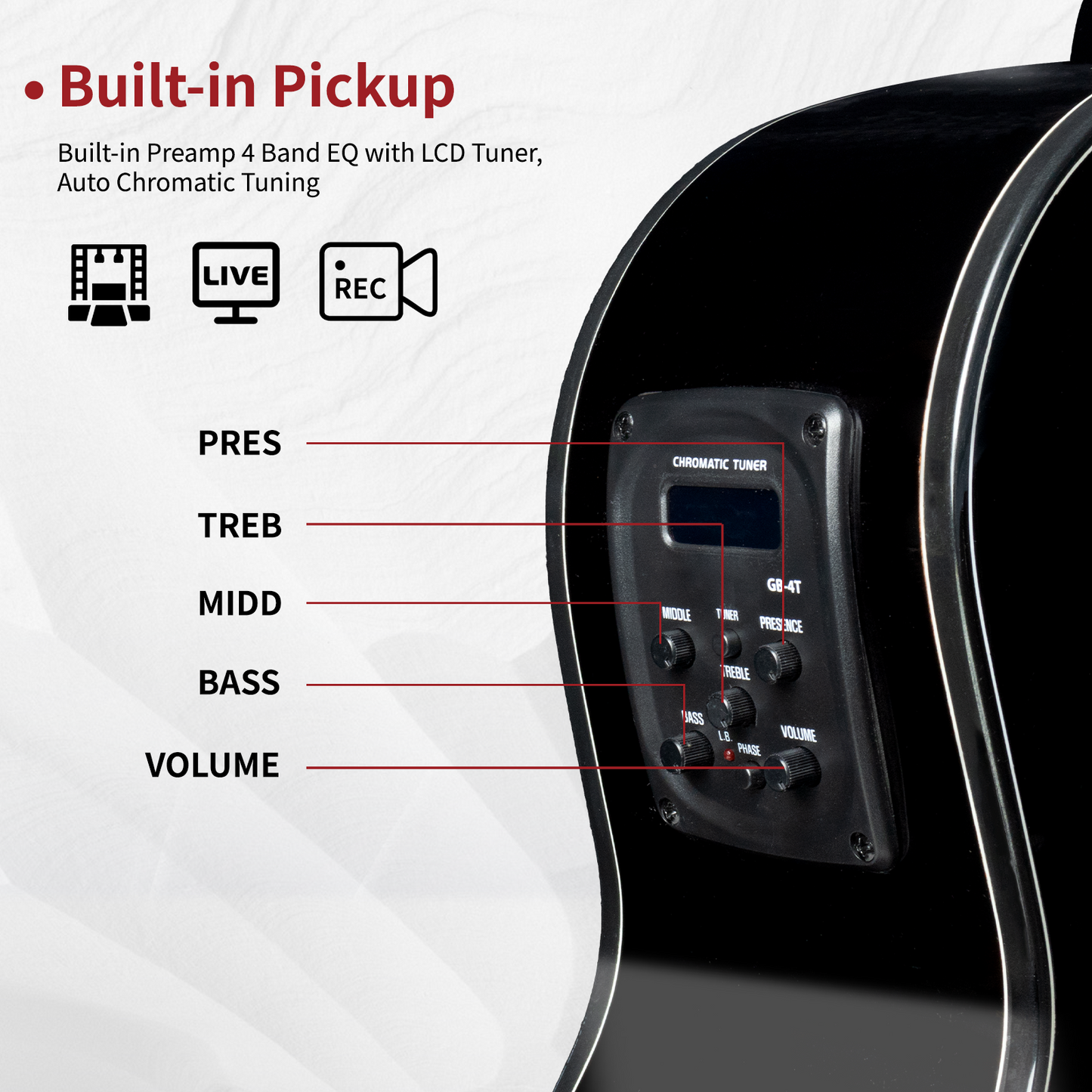 WISHMADE 3/4 Acoustic Bass Guitar 5 string bass guitar With Gig Bag - Black Guitar Body Natural Wood Finish for Kids Bass Guitar & Beginner Guitar for Adults Youth Practice