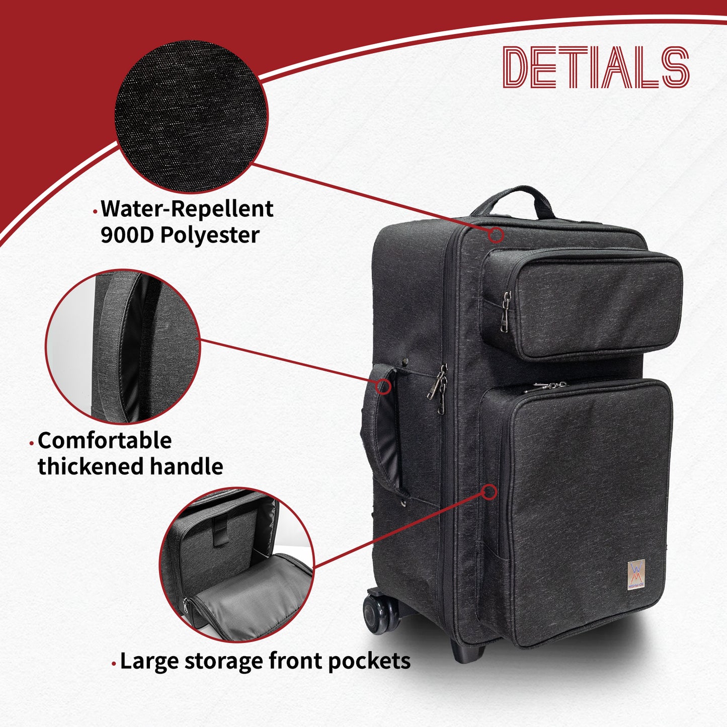 Wishmade AD100 Harmonium Cases With Handle,Waterproof and shock-resistant & Extra-large pocket
