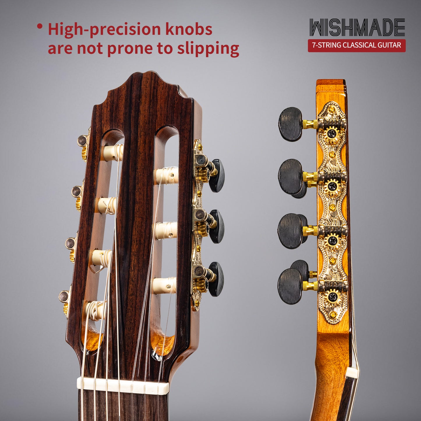 WISHMADE 7-String Classical Guitar | Full Size Nylon Strings Guitar for Adults | Guitar with Gig bag