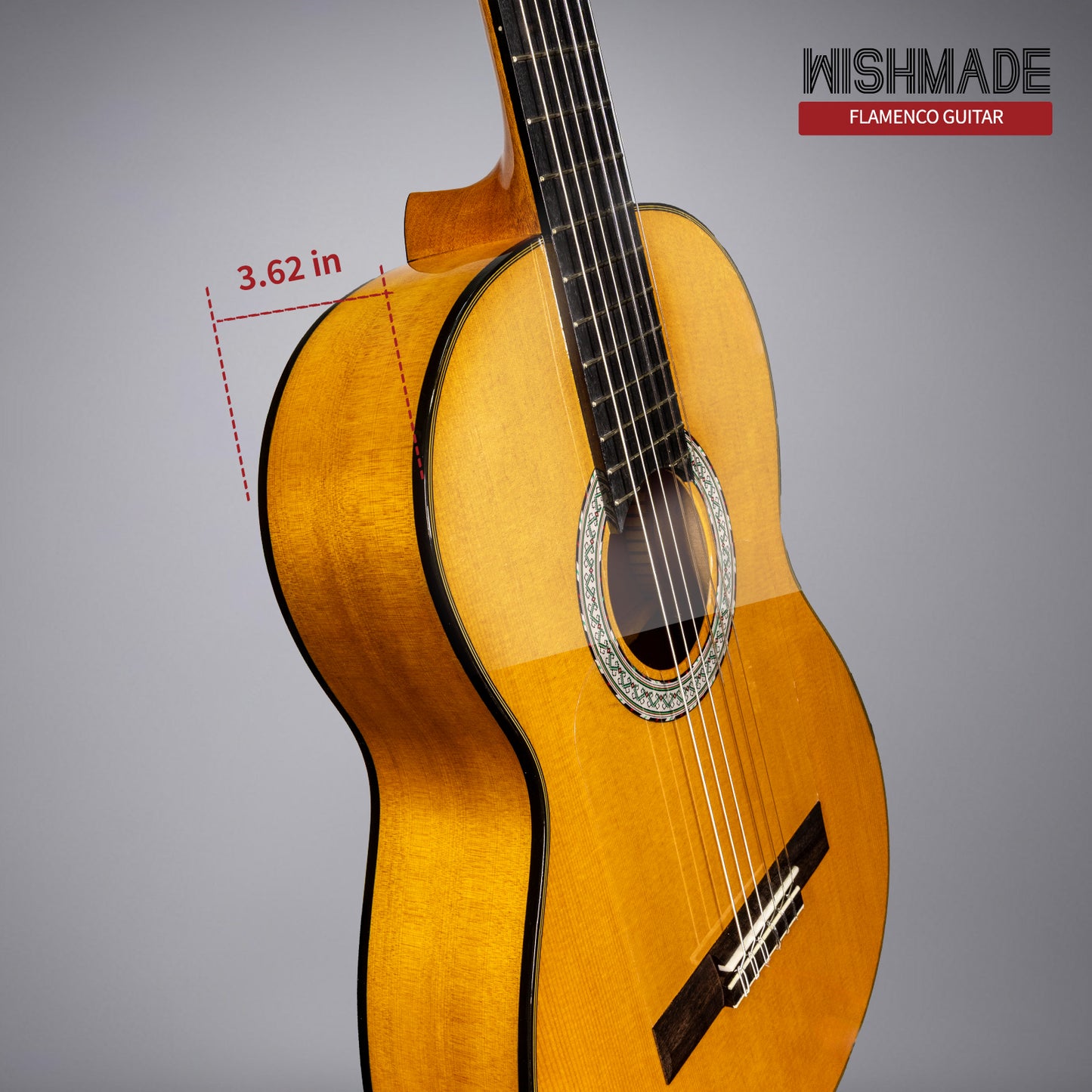 Wishmade GLF-240 Flamenco Guitar - 39 Inch Classical Acoustic Nylon String Guitar for Beginner Adults with Gig Bag