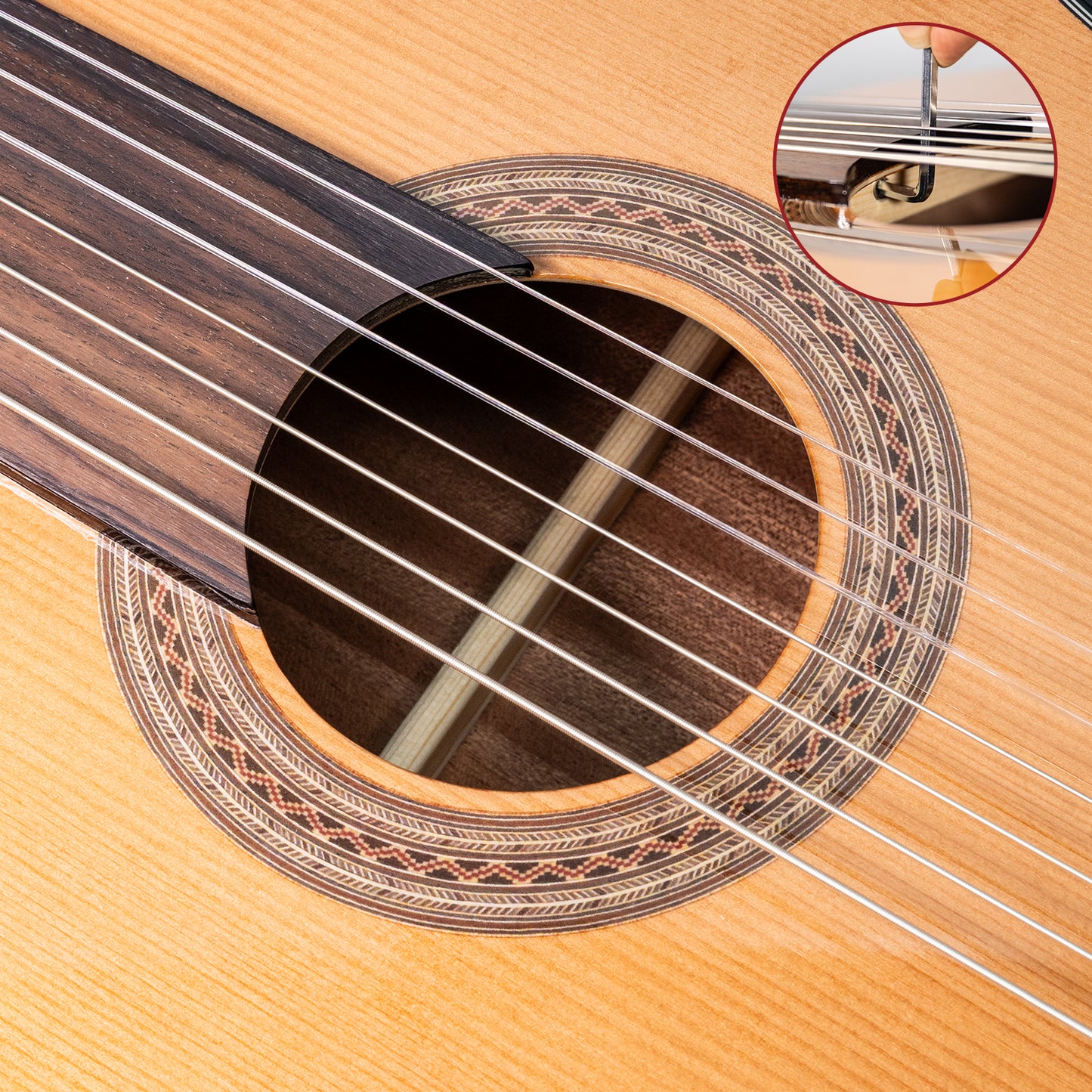 WISHMADE Fretless Classical Guitar,7 String Nylon Guitar,Full Size for Advanced Players