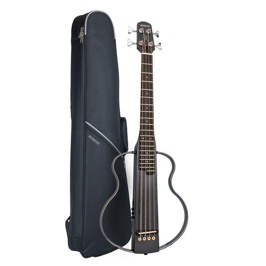 WishMade Silent Travel Bass Portable Electric Bass Guitar Mahogany Body Gig Bag