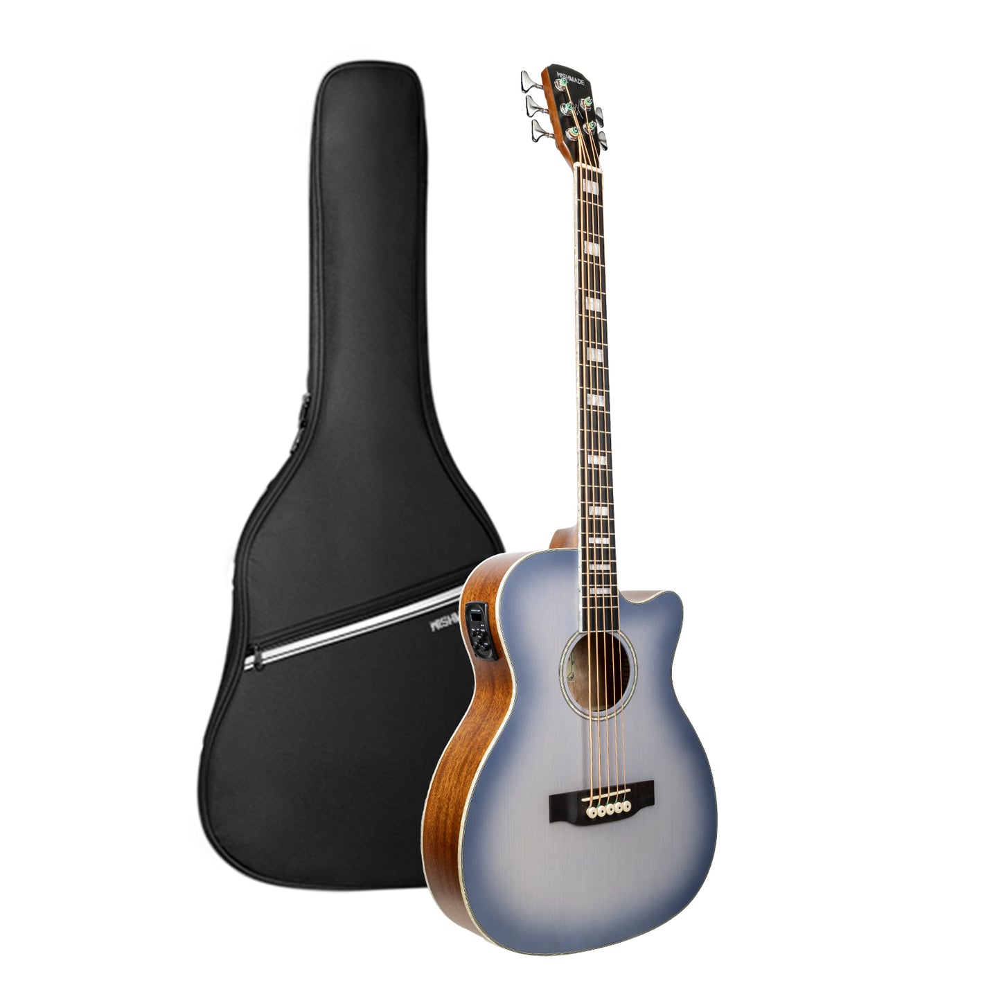 WishMade Acoustic Electric Bass Guitar,Sitka Spruce Top, Mahogany Fingerboard and Back&Sides, Suitable for Beginners and Adults