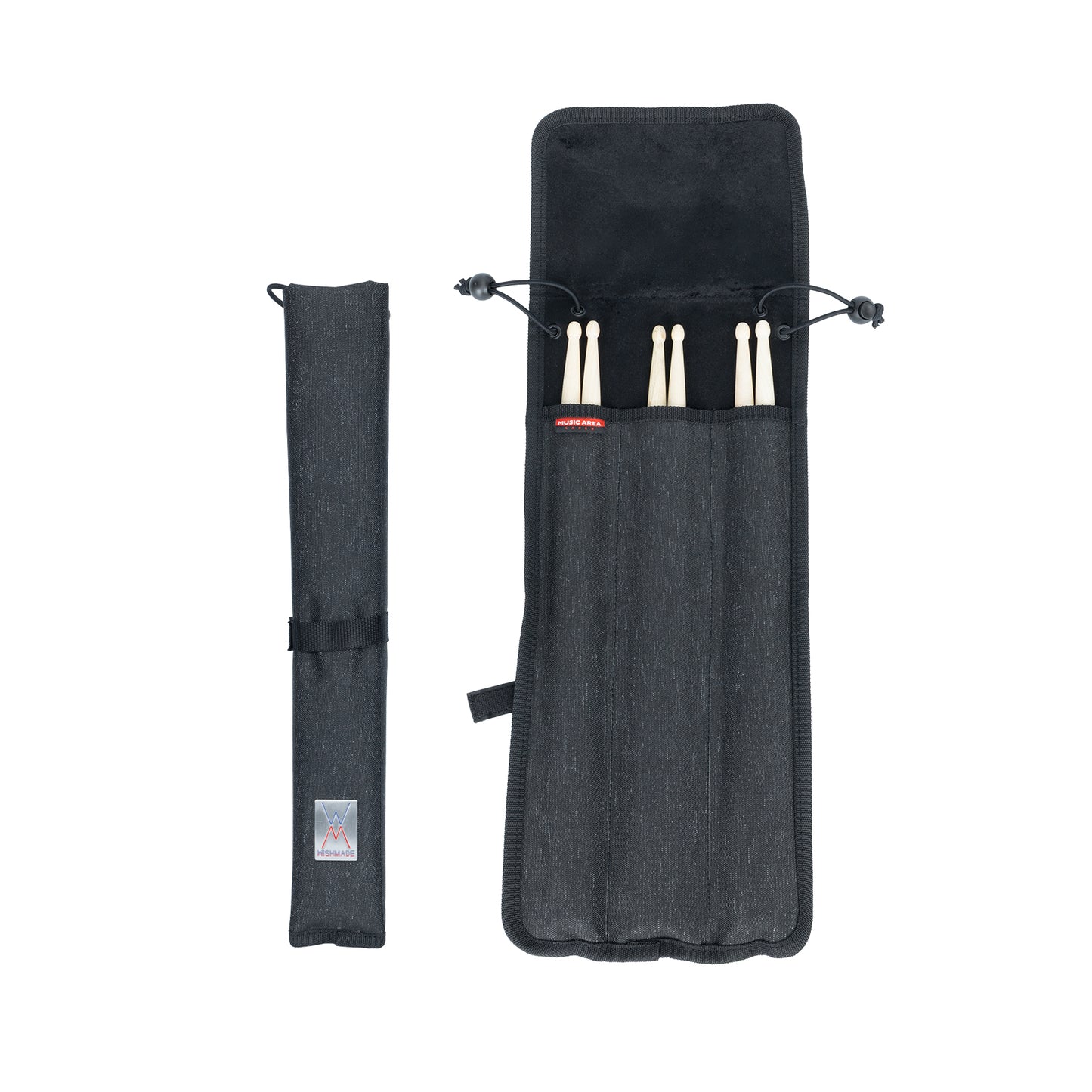 Drum Stick Bag Percussion Music Drum Accessories Case ,  Small Drumstick Storage Case, Hanging Drumstick Rack Bag, Holds 3 Pairs of Drum Sticks Water-Resistant Bag Fabric, Black