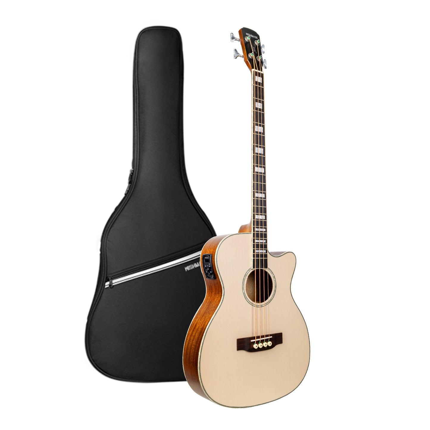 WishMade Acoustic Electric Bass Guitar,Sitka Spruce Top, Mahogany Fingerboard and Back&Sides, Suitable for Beginners and Adults
