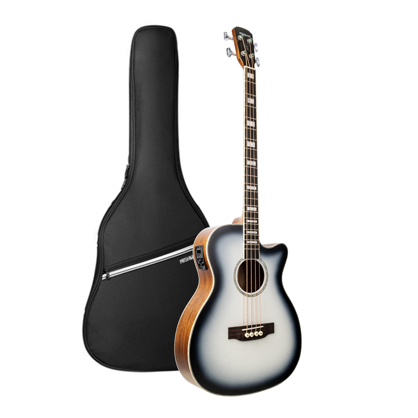 WishMade Acoustic Electric Bass Guitar,Sitka Spruce Top, Mahogany Fingerboard and Back&Sides, Suitable for Beginners and Adults