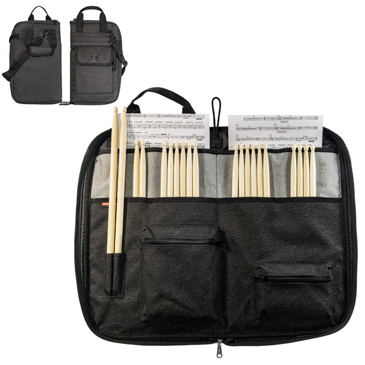 WISHMADE Drumsticks Bag - Large Capacity Drumstick Holder , Waterproof & Anti-Dust Design, Holds 15 Pairs with Durable Oxford Fabric, Crossbody Strap & Metal Hooks for Gigs, Band Practice, Student Performances