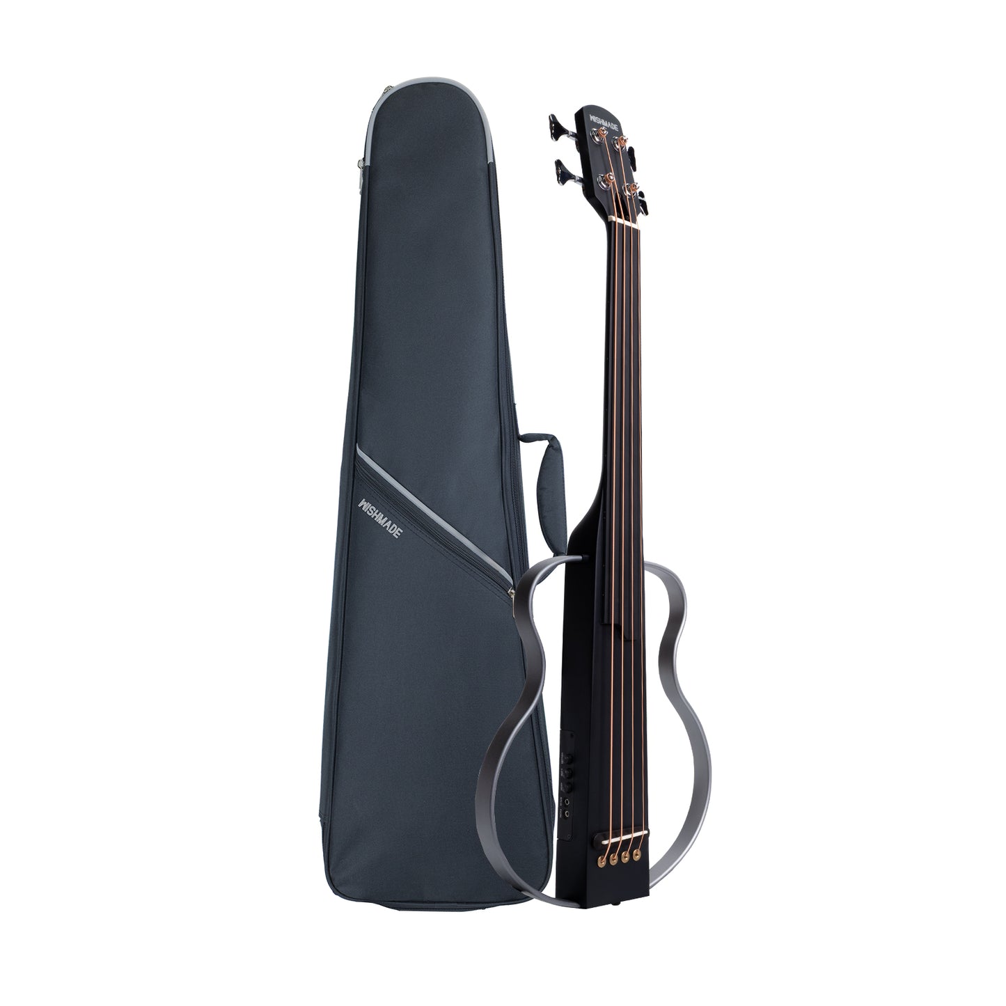 WishMade Silent Travel Bass Portable Electric Bass Guitar Mahogany Body Gig Bag