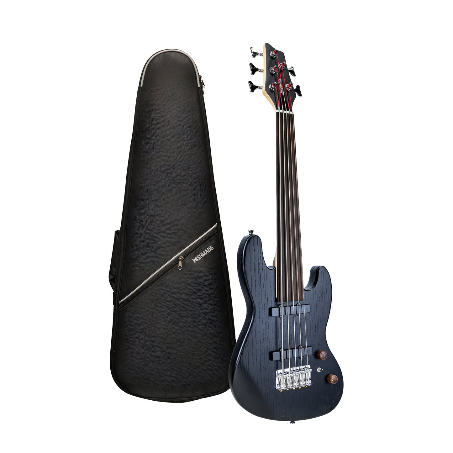 Wishmade Fretless Mini Bass Guitar,Portable Small Size Guitar with Gigbag,Maple Neck,HH.