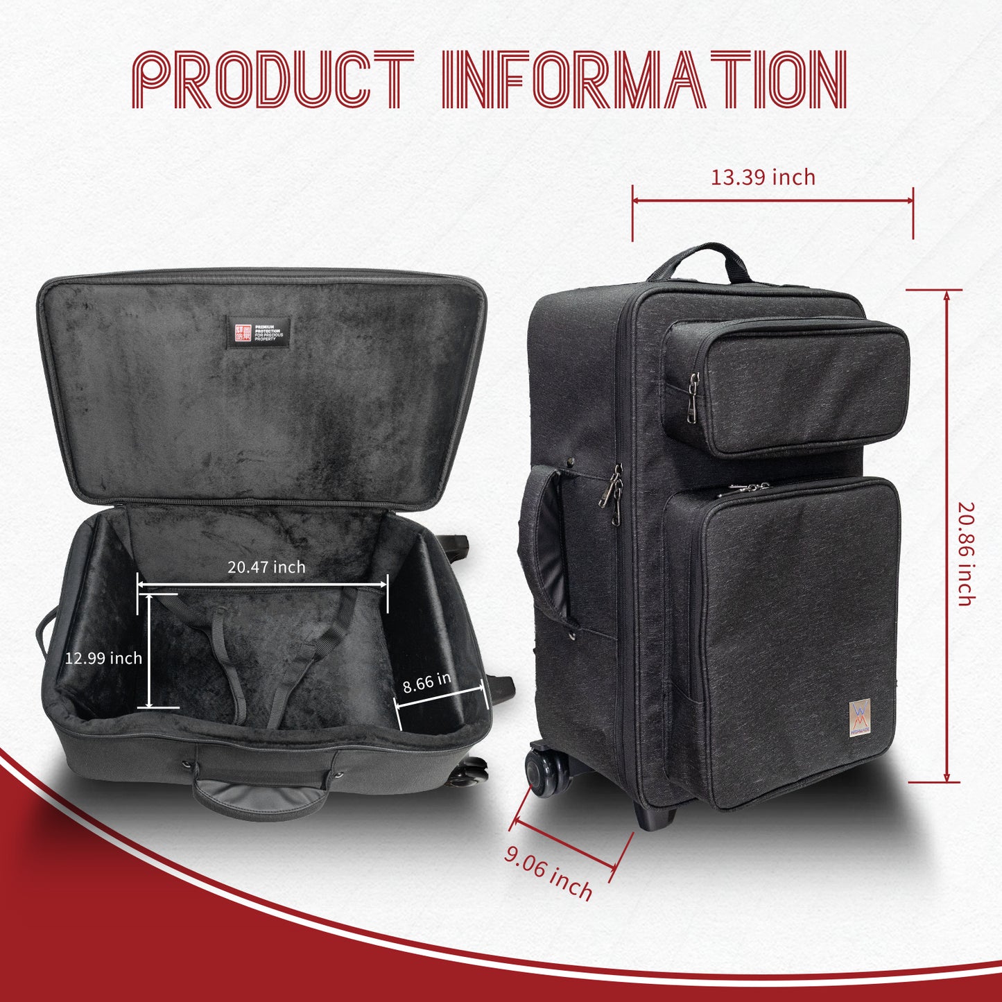 Wishmade AD100 Harmonium Cases With Handle,Waterproof and shock-resistant & Extra-large pocket