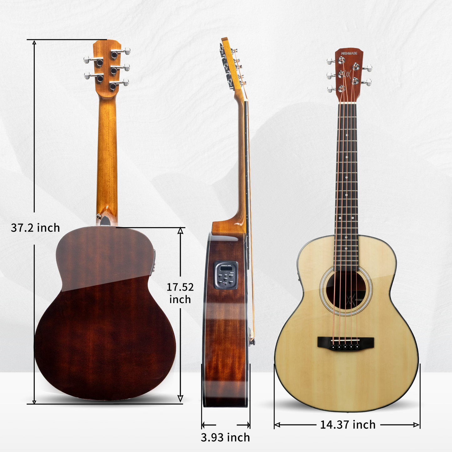 WISHMADE 3/4 Acoustic Bass Guitar 5 string bass guitar With Gig Bag  - Black Guitar Body Natural Wood Finish for Kids Bass Guitar & Beginner Guitar for Adults Youth Practice