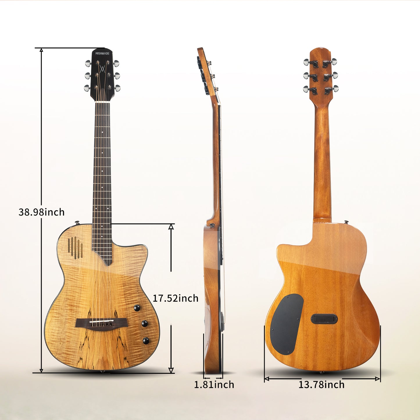 WISHMADE AS-530 Acoustic Electric Guitar 39-Inch,Cutaway Guitar with Pickup,Dual Acoustic＆Electric Modes