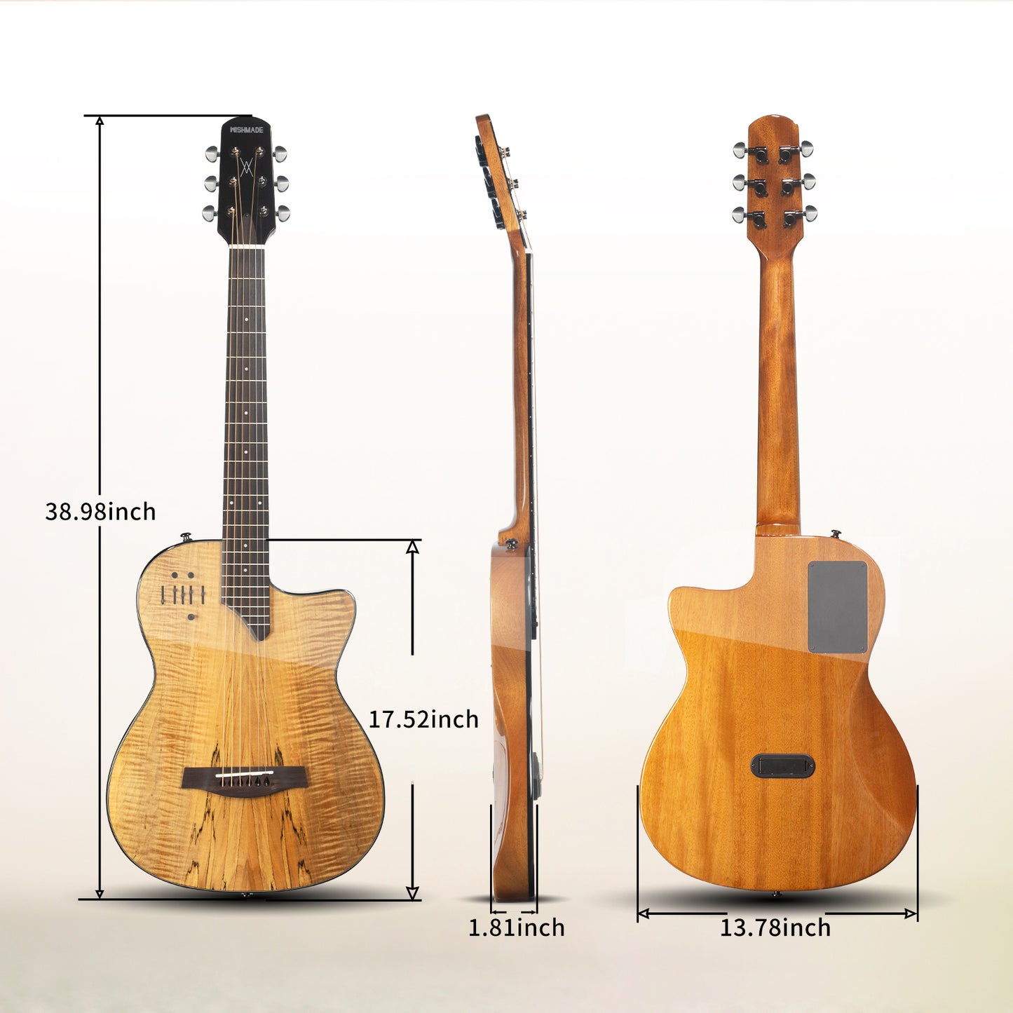 WISHMADE AS-530 Acoustic Electric Guitar 39-Inch,Cutaway Guitar with Pickup,Dual Acoustic＆Electric Modes