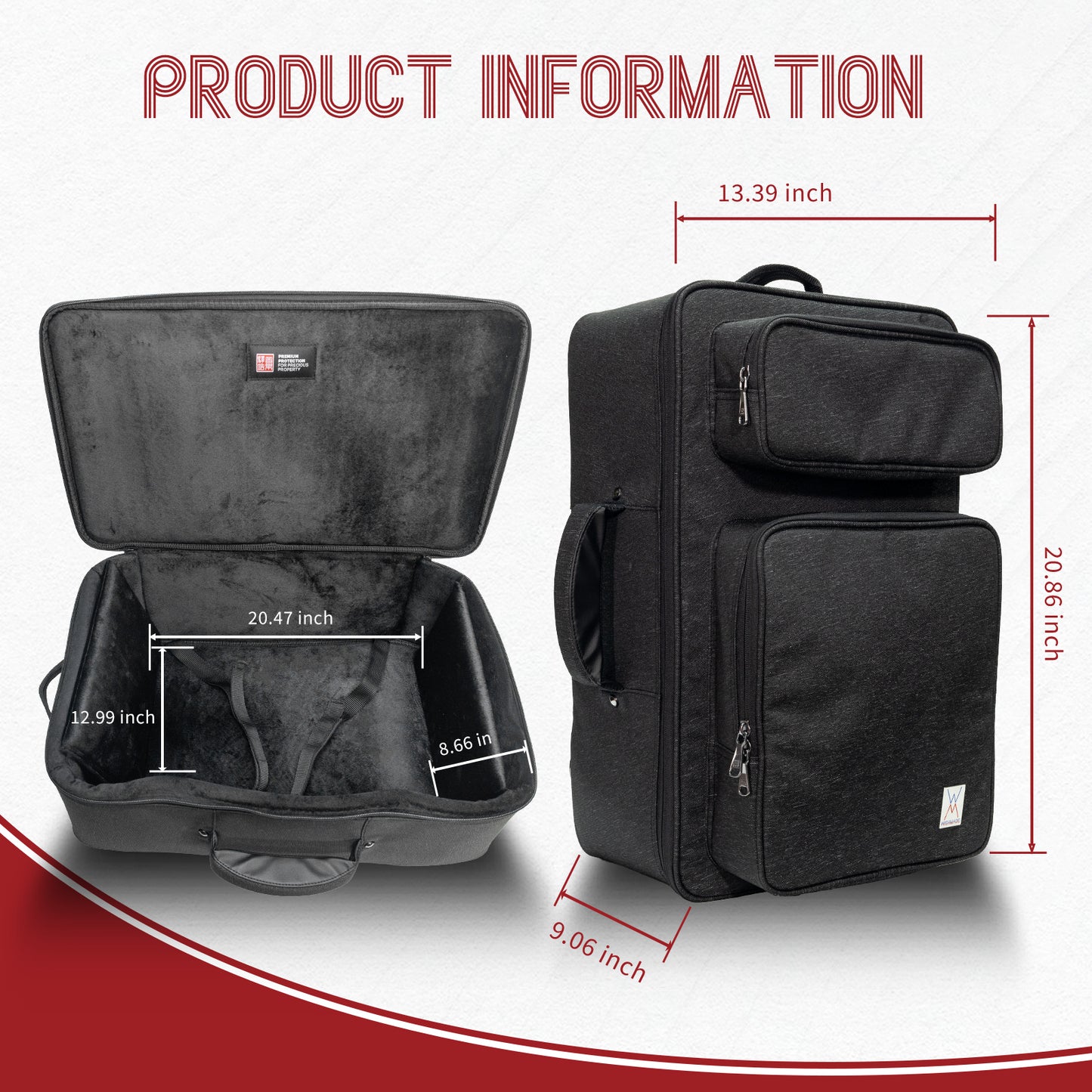 Wishmade AD100 Harmonium Cases With Handle,Waterproof and shock-resistant & Extra-large pocket