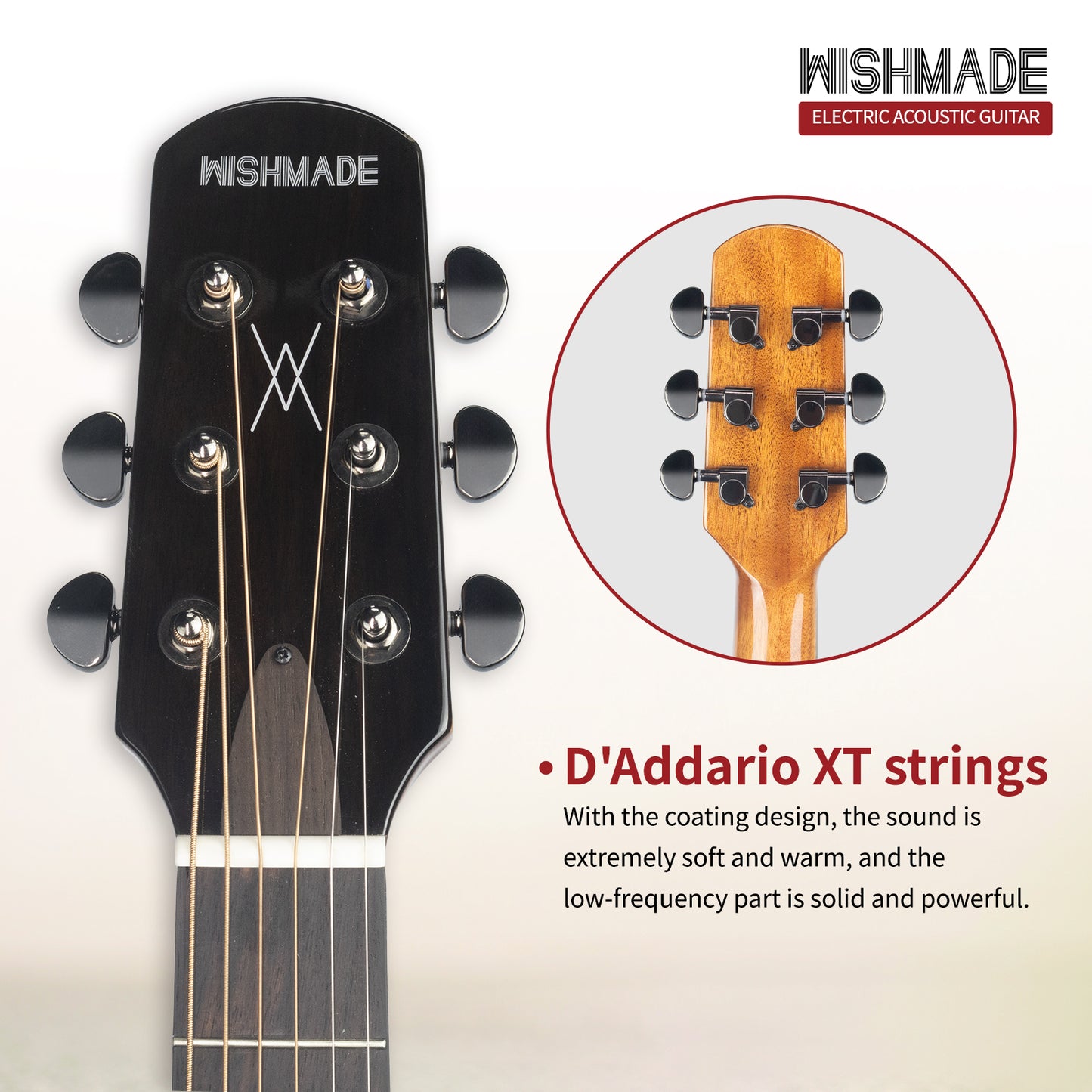 WISHMADE AS-530 Acoustic Electric Guitar 39-Inch,Cutaway Guitar with Pickup,Dual Acoustic＆Electric Modes