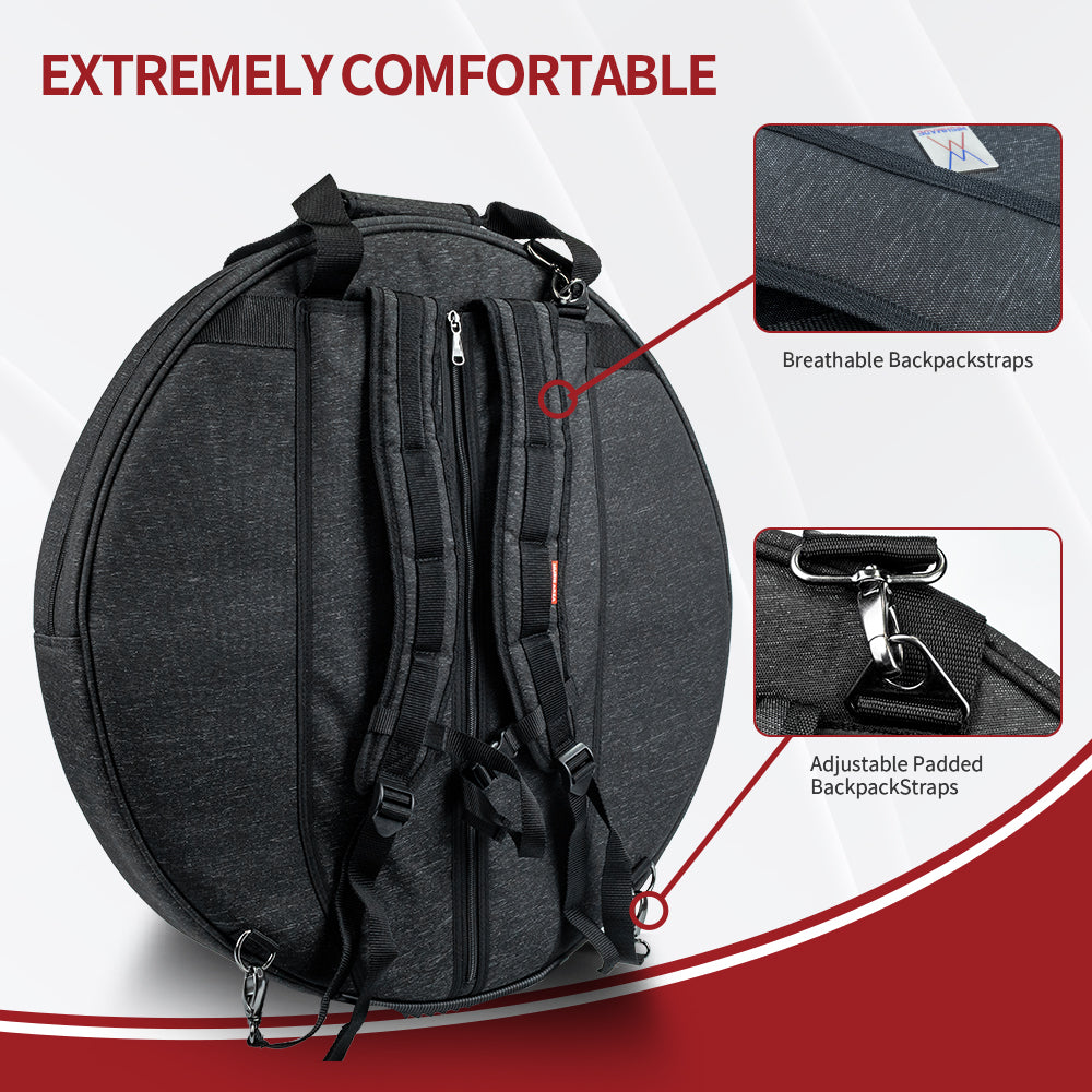 Cymbal Bag, Double Layer Cymbal Case with 25mm Padded Divider, Handles and Backpack Straps for Cymbals and Accessories