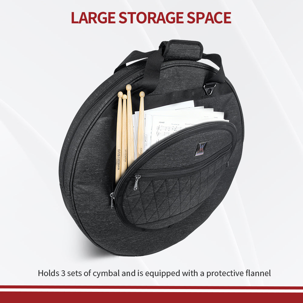 Cymbal Bag, Double Layer Cymbal Case with 25mm Padded Divider, Handles and Backpack Straps for Cymbals and Accessories