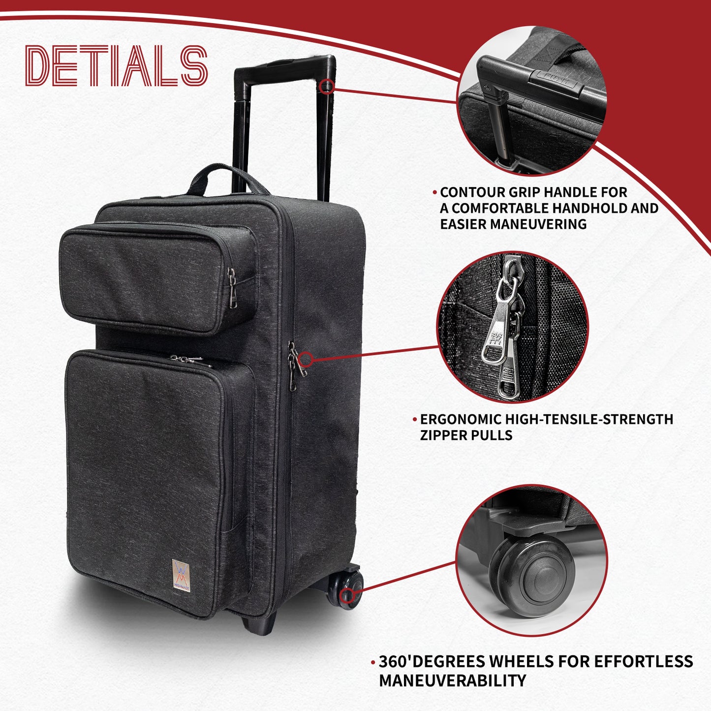 Wishmade AD100 Harmonium Cases With Handle,Waterproof and shock-resistant & Extra-large pocket