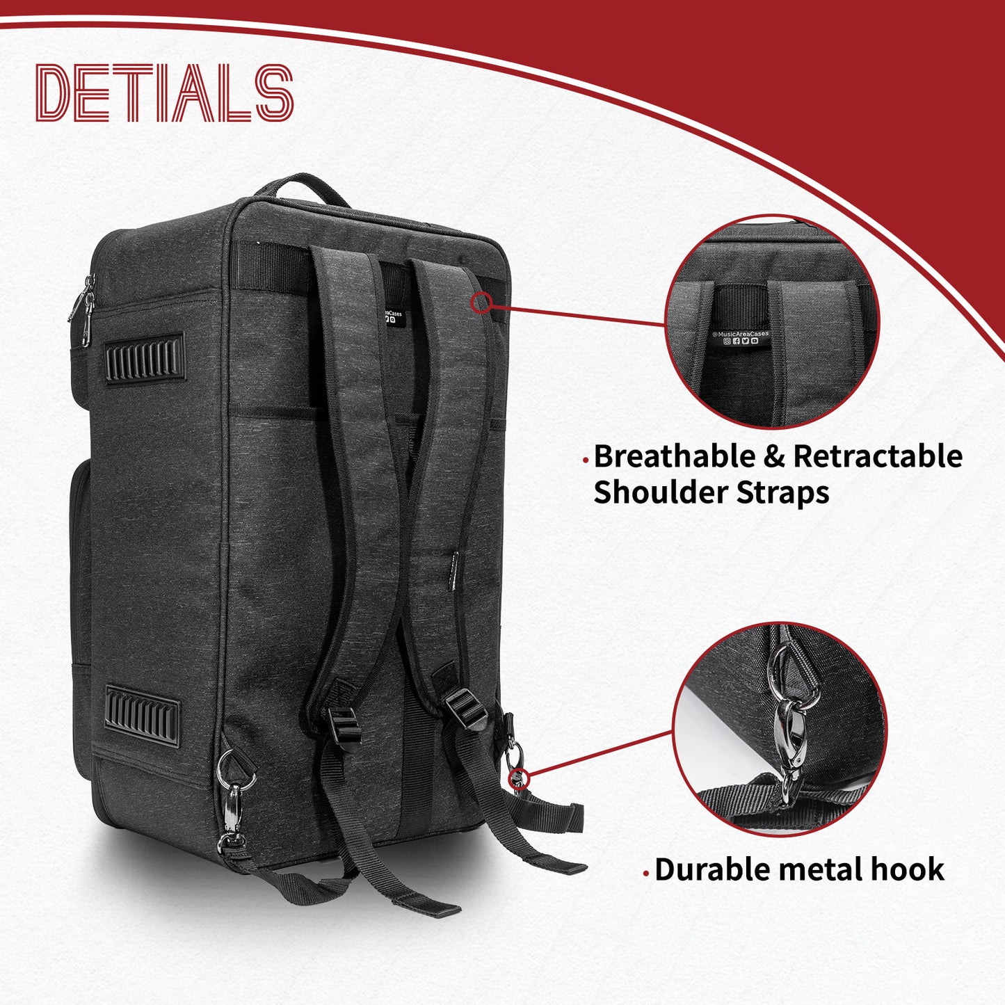 Wishmade AD100 Harmonium Cases With Handle,Waterproof and shock-resistant & Extra-large pocket