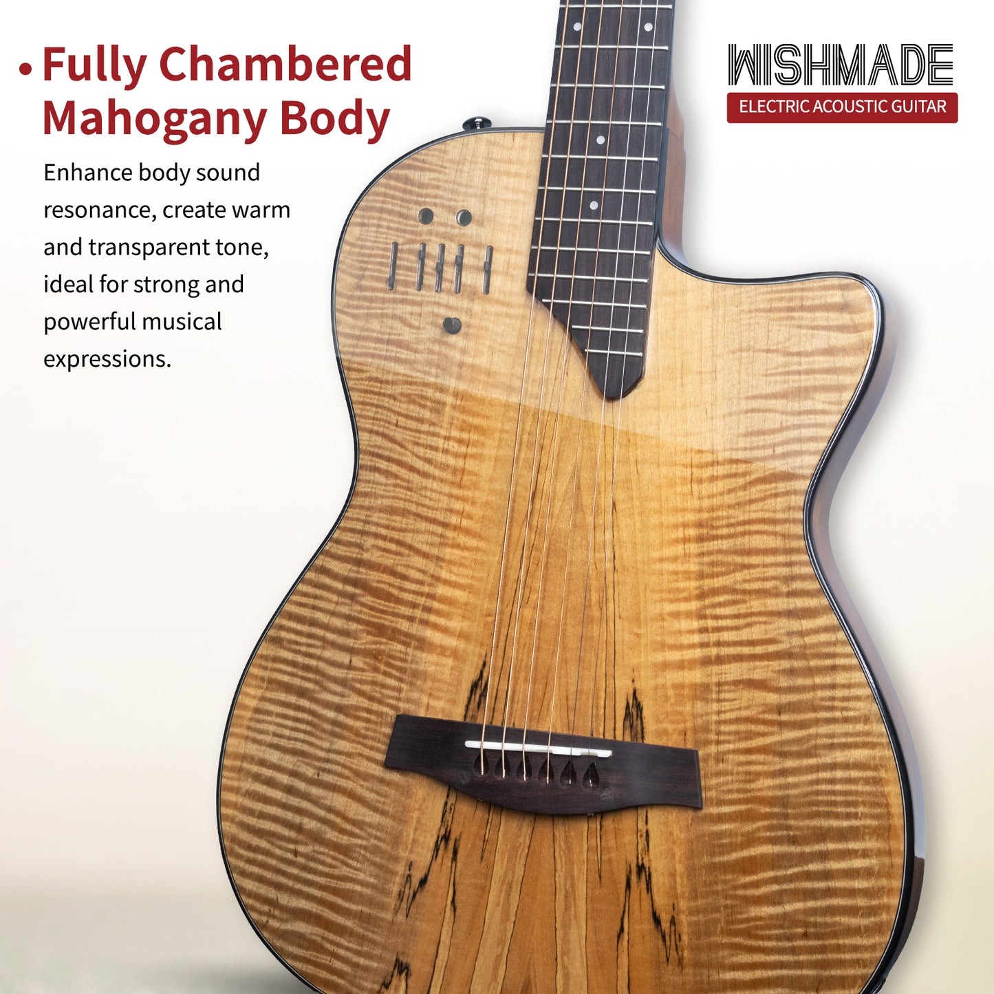 WISHMADE AS-530 Acoustic Electric Guitar 39-Inch,Cutaway Guitar with Pickup,Dual Acoustic＆Electric Modes
