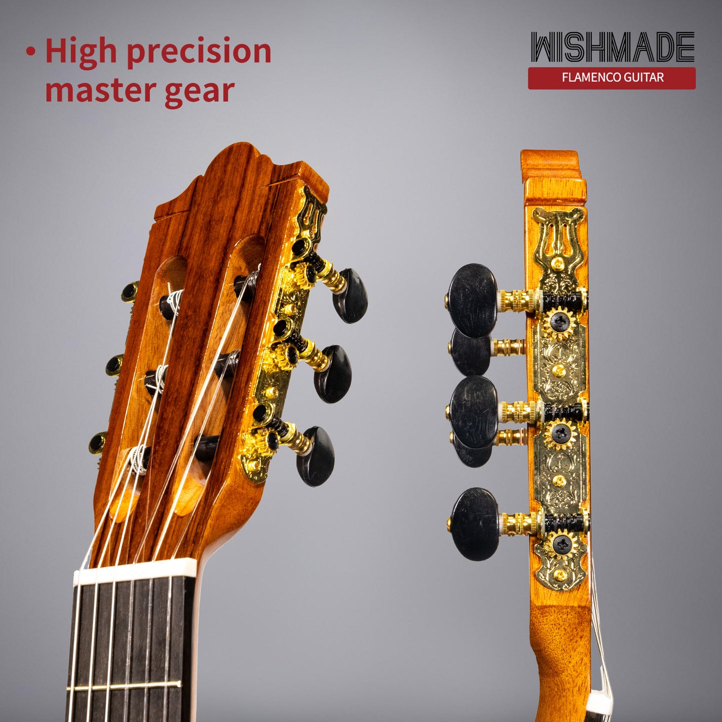 Wishmade  Thin Body  Acoustic-Electric Guitar,  - 39 Inch  Nylon String Guitar for Beginner Adults -Natural