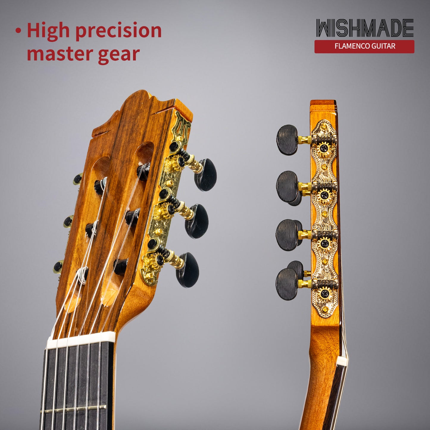 Wishmade  Flamenco Guitar - 39 Inch Electric Classical  Nylon String Guitar for Beginner Adults with Gig Bag