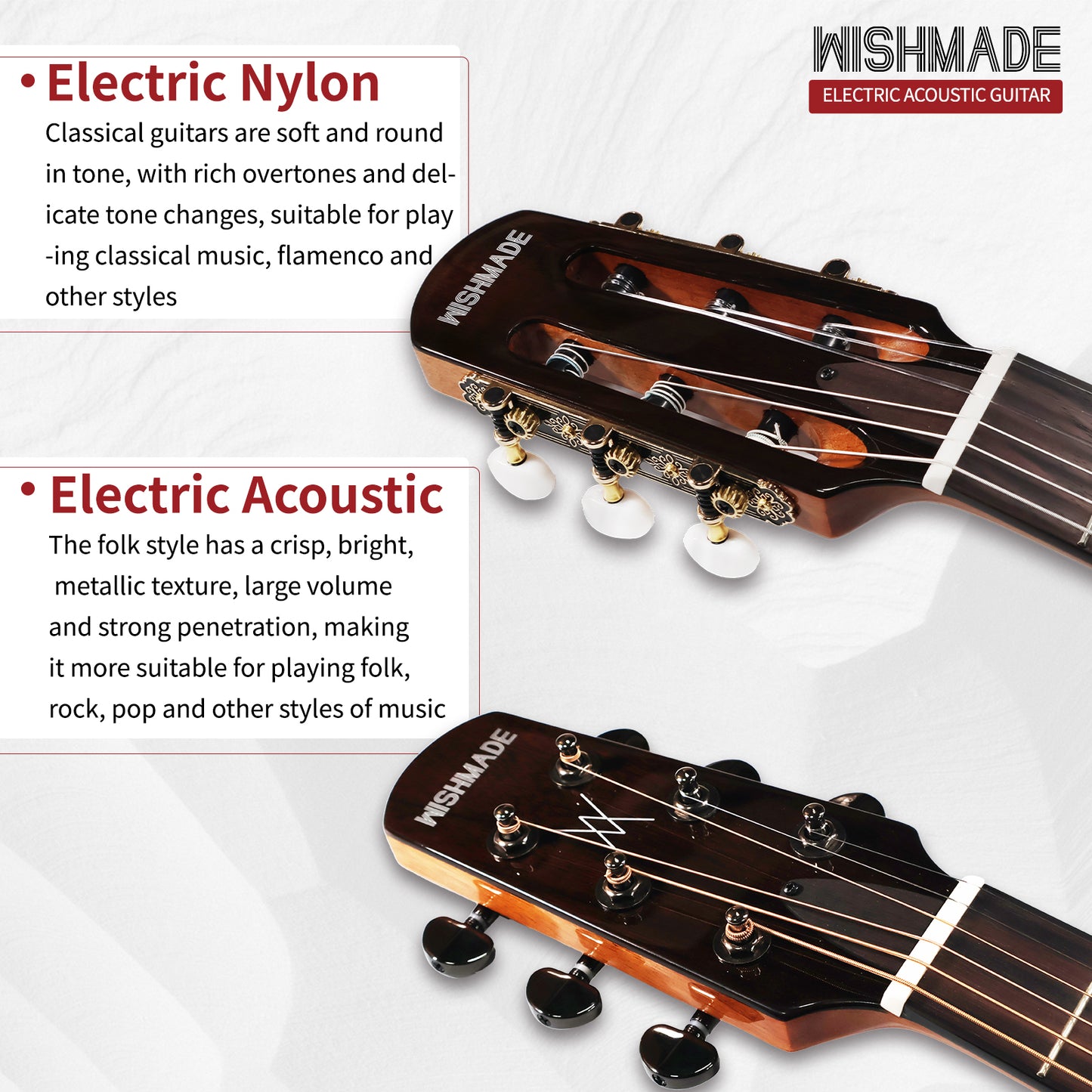 WISHMADE AS-530 Acoustic Electric Guitar 39-Inch,Cutaway Guitar with Pickup,Dual Acoustic＆Electric Modes