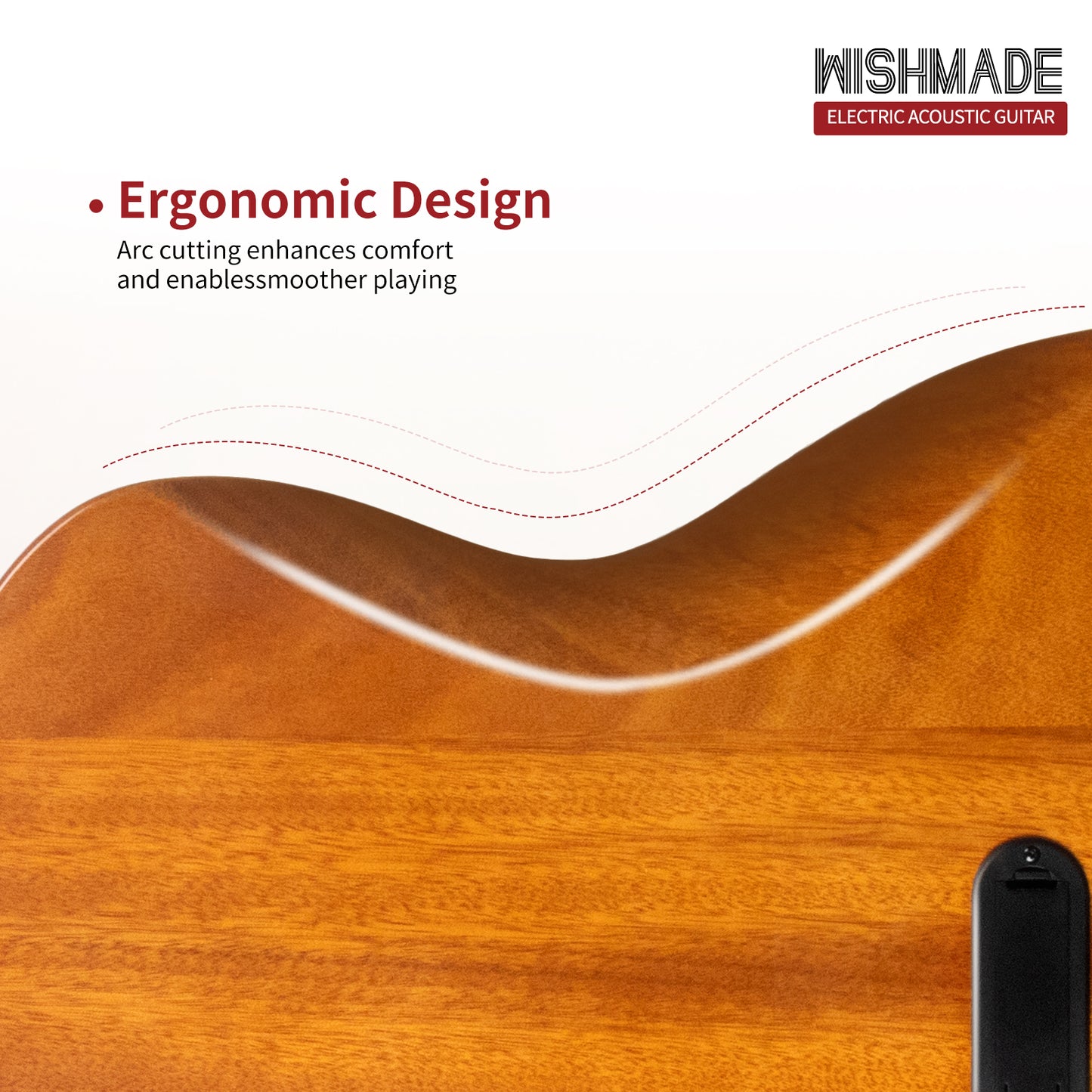 WISHMADE Acoustic-Electric Guitar,6 String Cutaway Guitar Build-in Pickup ,thin body acoustic guitar for adults