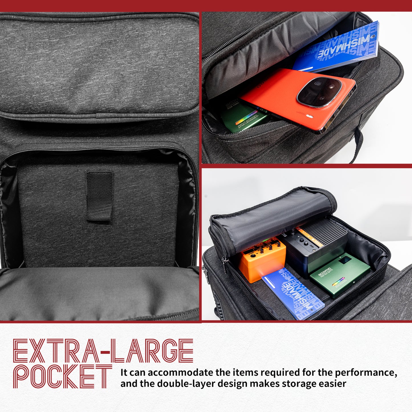 Wishmade AD100 Harmonium Cases With Handle,Waterproof and shock-resistant & Extra-large pocket