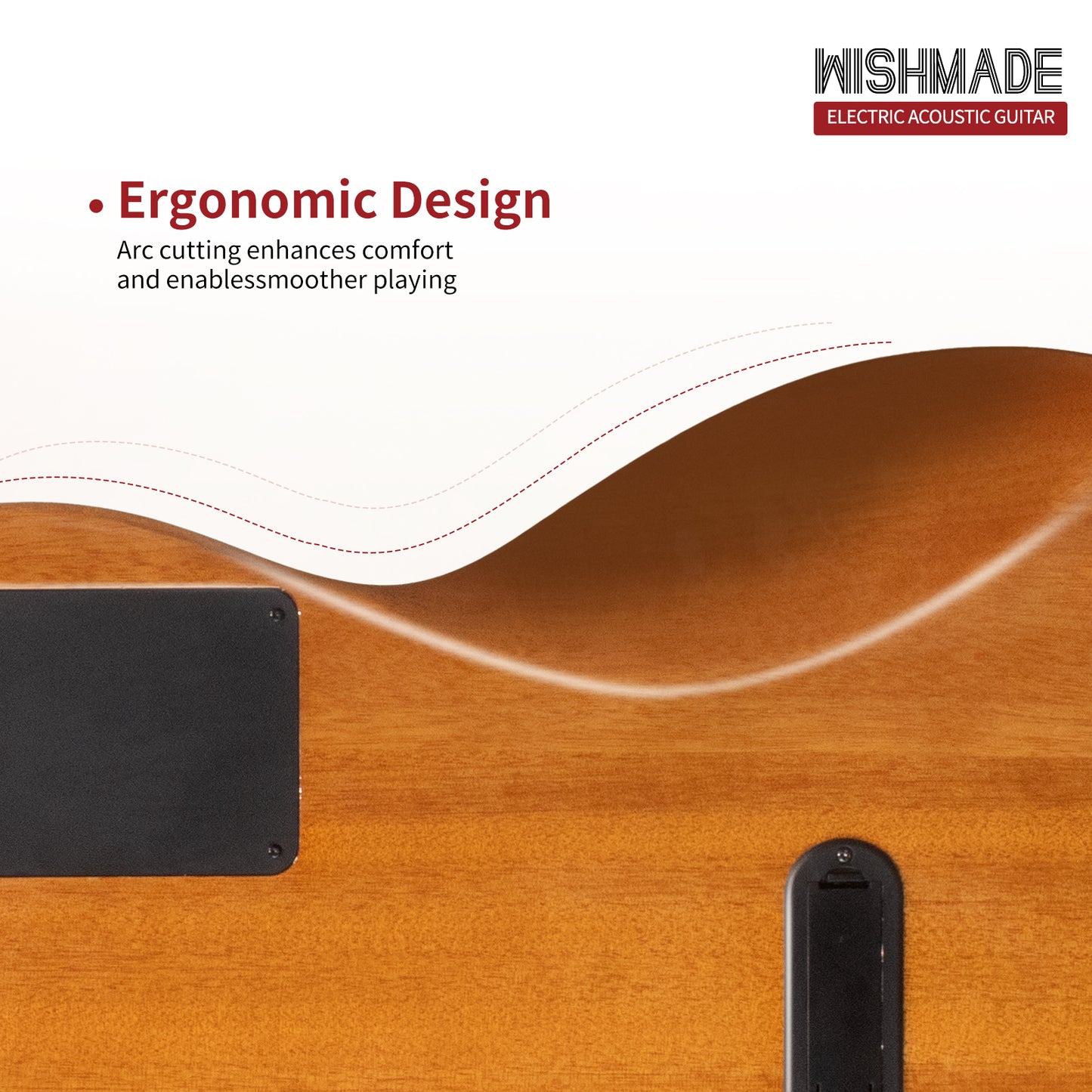 WISHMADE AS-530 Acoustic Electric Guitar 39-Inch,Cutaway Guitar with Pickup,Dual Acoustic＆Electric Modes