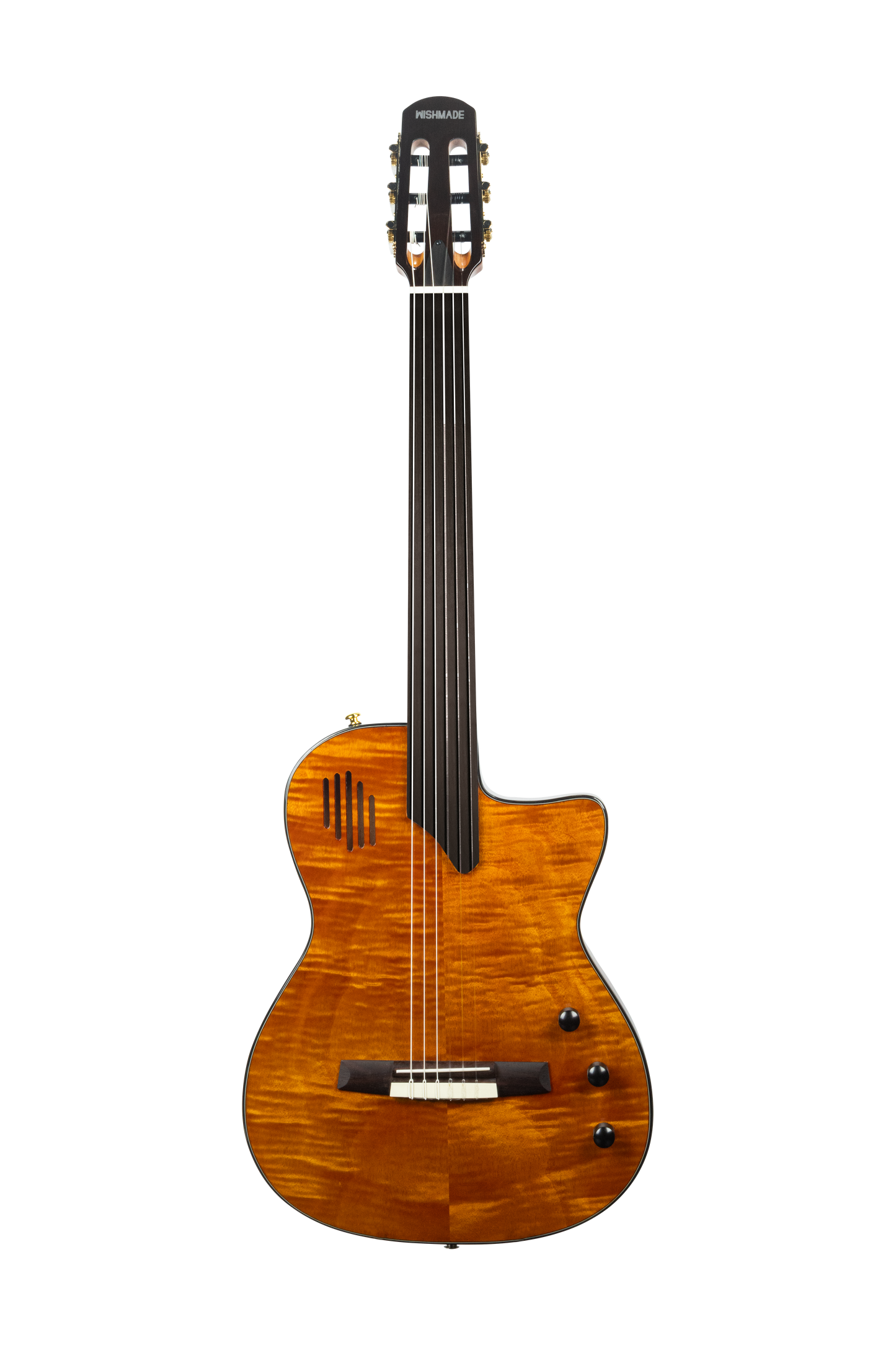 Wishmade Electric Classical Guitar Classic Nylon String ,thin body acoustic guitar for adults， Solid Spruce Top, Chambered Solid Body, Cutaway, Recycled Nylon Shell Gig-Bag