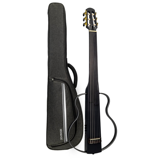 WISHMADE Fretless Silent Travel  Guitar|  Electric Classical Guitar Classic Nylon String |Mahogany Body with Removable Frames, Gig Bag